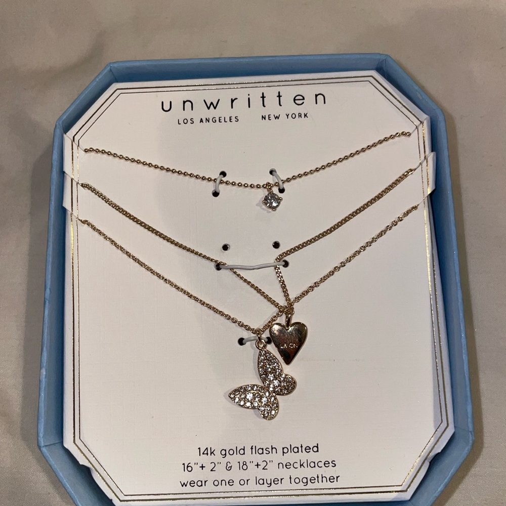 Unwritten 14K gold flash plated necklaces